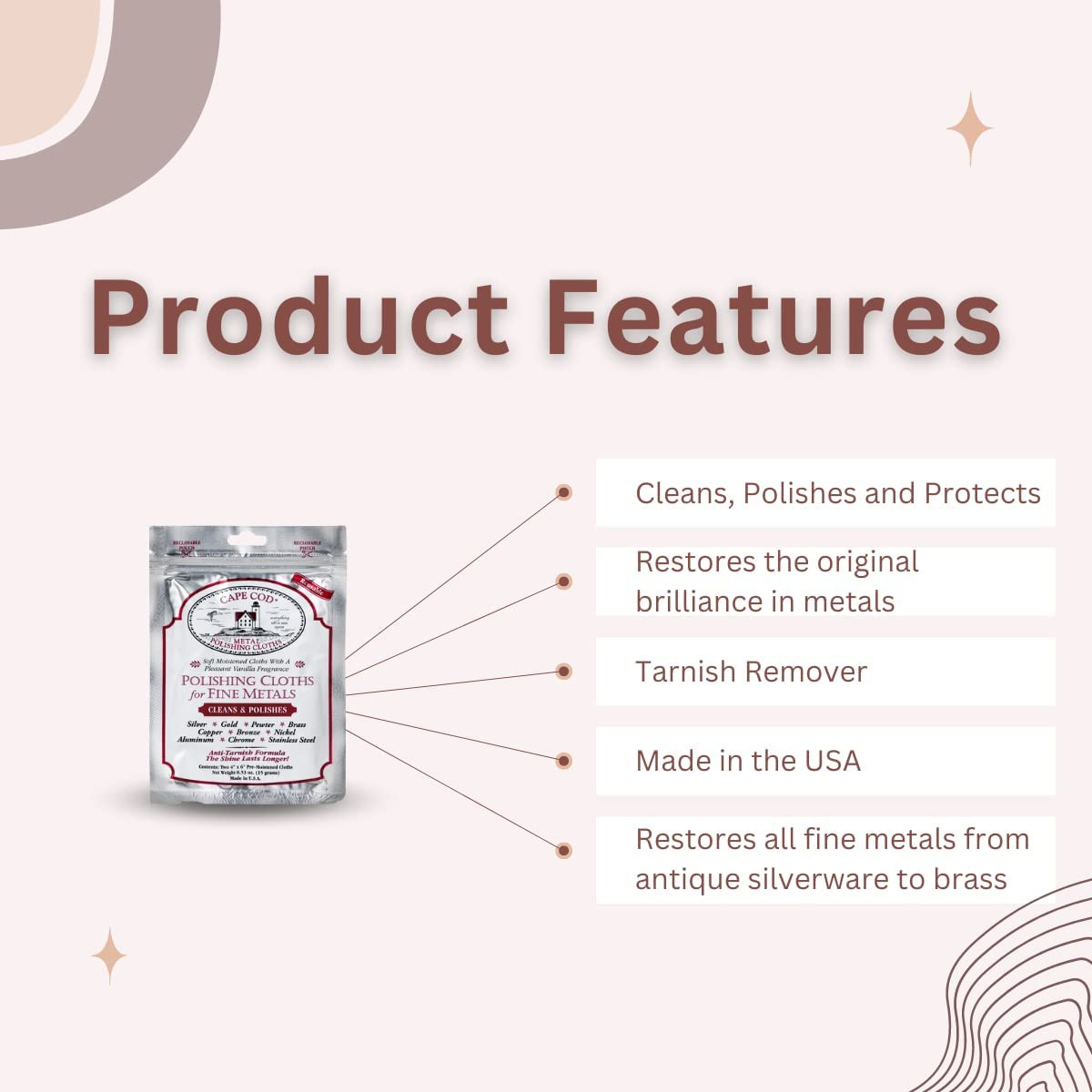 Cape Cod Polishing Cloths for Fine Metals | Jewelry Cleaner and Tarnish Remover 