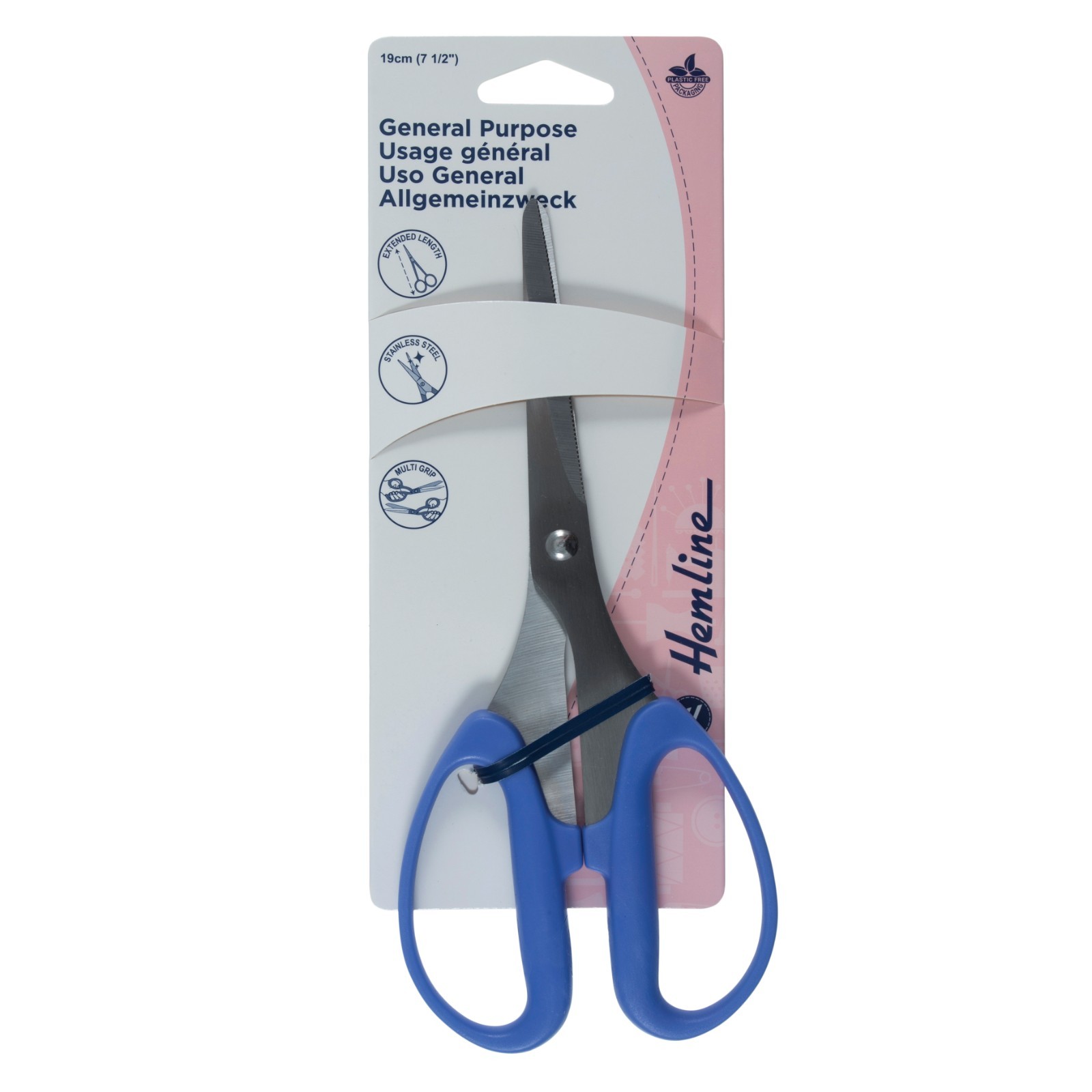 Hemline: Scissors: General Purpose: 19cm: Different Packaging