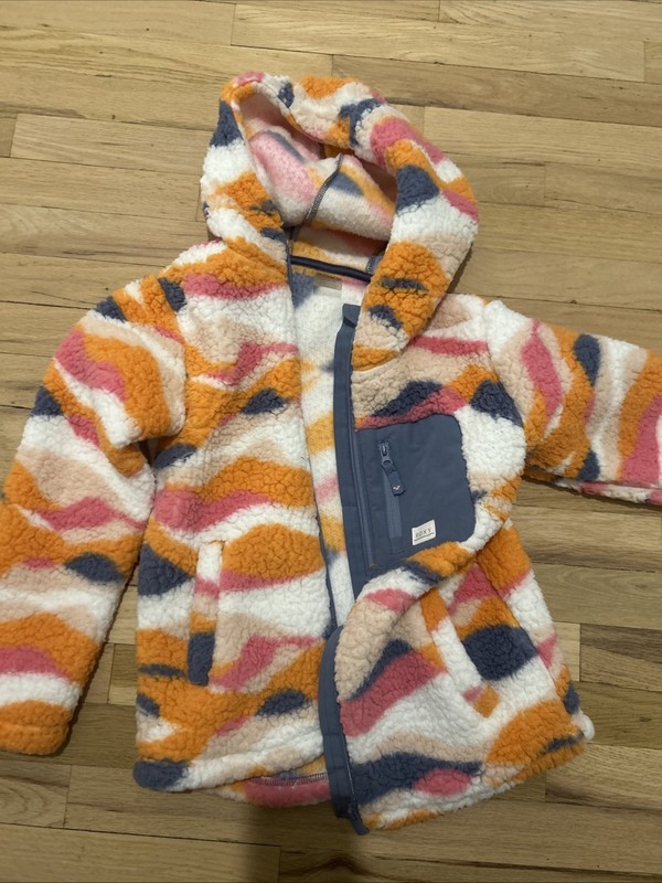 EUC Girls Roxy Zip Up Fleece Medium Orange Pink Purple M Snowboard Ski