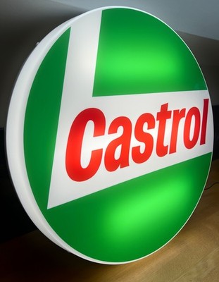 GROSSES CASTROL LED WANDSCHILD MONTIERT ÖL GARAGE TANKSTELLE BENZIN