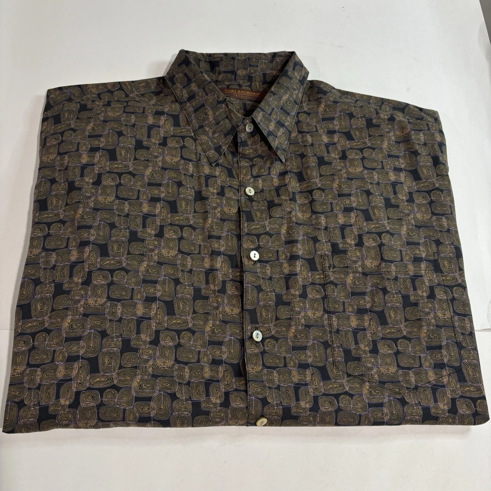 Tori Richard Shirt Mens XL Cotton Lawn Hawaiian Abstract Floral 0300 USA