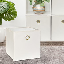 Mainstays Collapsible Fabric Cube Storage Bin, Vanilla Dream