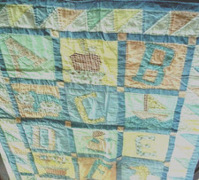 Vintage American Pacific Infant Quilt Letters Animals Handstitched