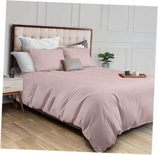 Pink Duvet Cover Queen Size, Microfiber Duvet Cover Queen 90x90" Mocha Pink