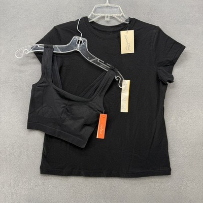 Lot 2 Tee & Bra Set Black Universal Tee and Colsie Seamless Sports Womens S