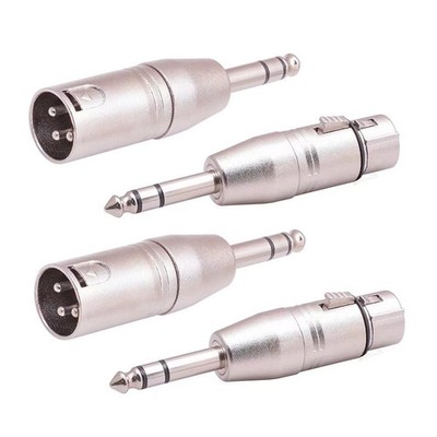 4 Pack 1/4 Inch TRS to XLR Adapter 2 Pairs Male and Female to 6.35mm Connectors