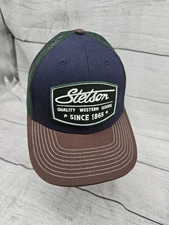 Stetson Trucker Hat Cap Men Green Navy Snapback Western Vintage Script Patch New