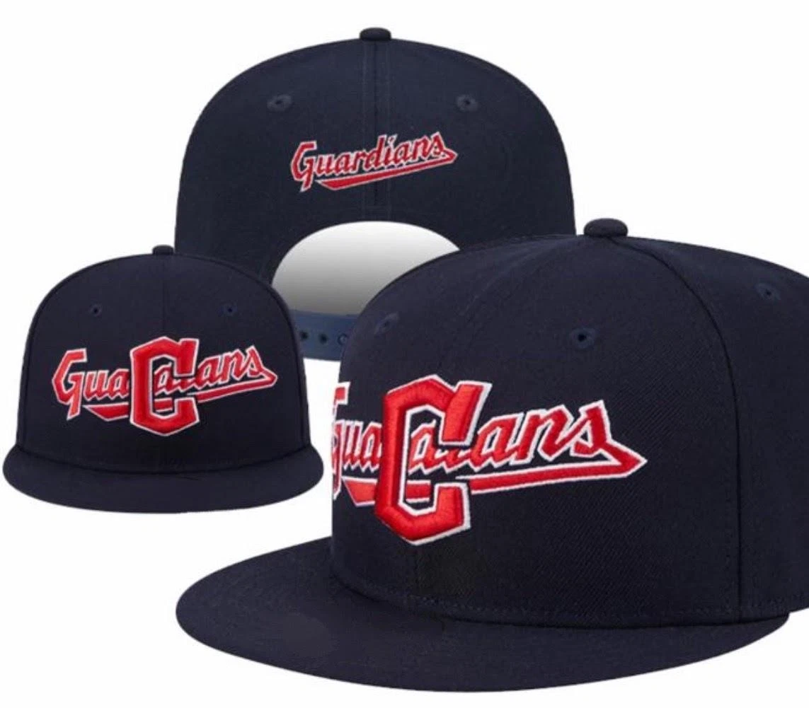 Cleveland Guardians Snapback Hat Navy Adjustable Flat Brim Baseball Cap