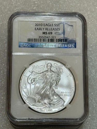 2010 SILVER EAGLE NGC MS 69  ~~ EARLY RELEASES ~~ NO SPOTS ~~ PRISTINE (321)