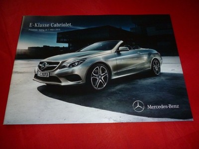2013 MERCEDES A207 E-CLASS CONVERTIBLE E 220 CDI - E 500 PRICE LIST PRICELIST