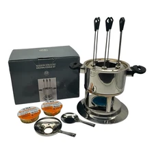 Maison Strauss Stainless Steel Fondue Set NEW in Opened Box Kitchenware