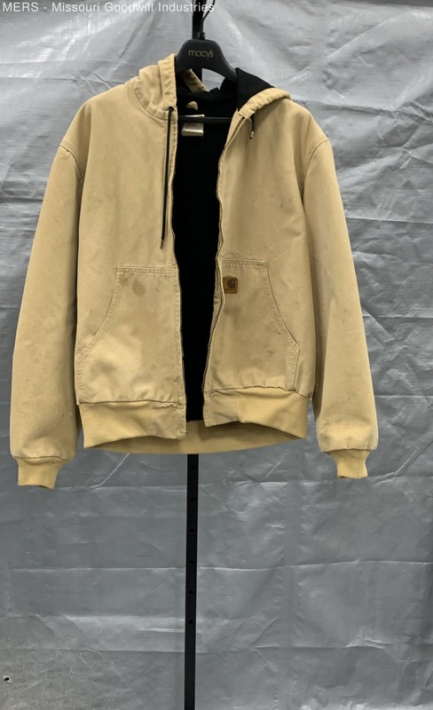 Vintage 2002 Carhartt J25 WET Thermal Lined Hooded Active Jacket Tan Sz L