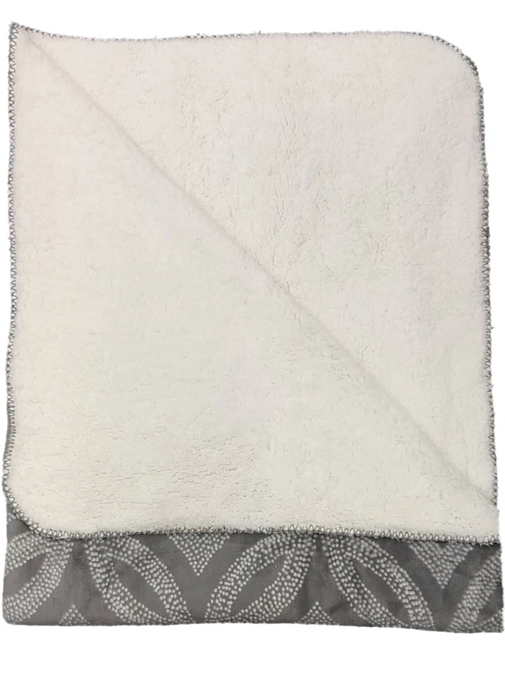 Sonoma Gray Geometric Medallion Sherpa Fleece Micromink Plush Throw Blanket - Image 2 of 2