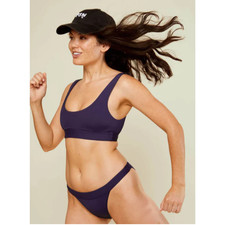 ANDIE SWIM NWT The Banded Cheeky Bikini Bottom in Navy // L