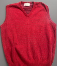 Vintage Lord Jeff Sweater Vest Mens XL Red Knit V-Neck USA Made