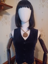 Vintage 1970s Sir for Her Black Velvet Pinstripe Boho/Victorian Vest