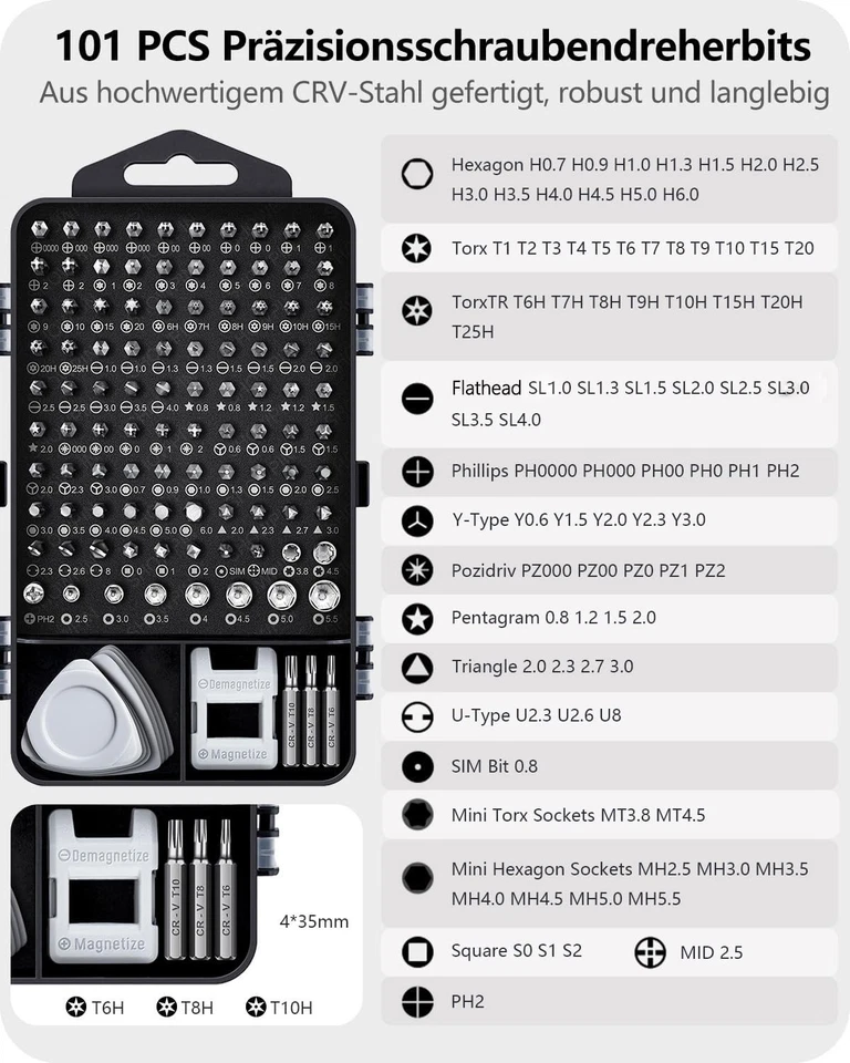 Feinmechaniker Werkzeug Set Mini Schraubenzieher 122 in 1 Computer Reparatur - Bild 2 von 4