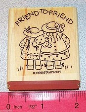 Friend to Friend Rubber Stamp Girls Hugging Single Stampin Up Nice  Easy Notes