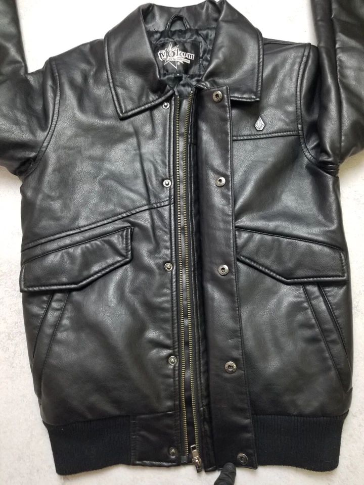 Volcom Entertainment Faux Leather Biker style rider jacket Men's Size S - Image 4 of 4