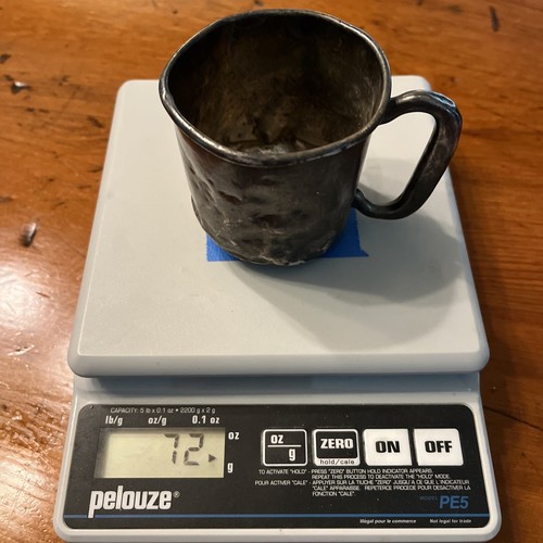 Early ANTIQUE NS CO Sterling Silver BABY CUP NSCO Newburyport Dented, Great 72 G - Picture 8 of 13