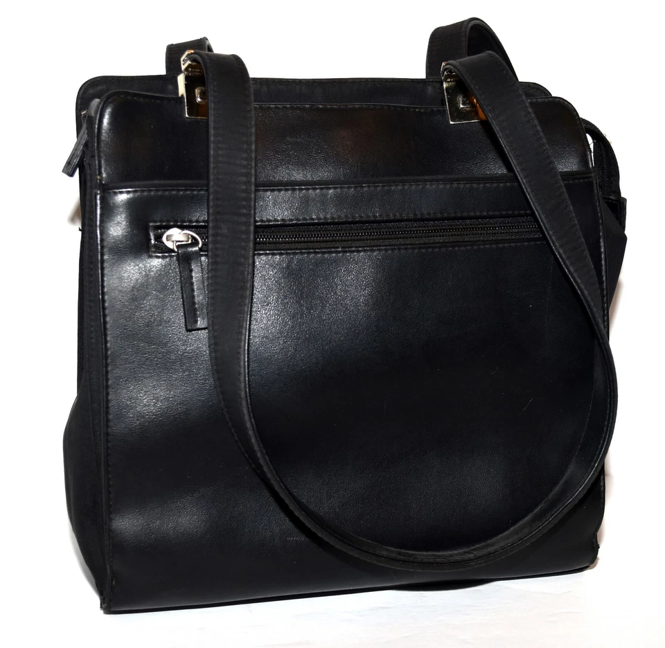 Liz Clairborne Black Faux Leather Multi Pocket 2 Straps 3 Sectional Shoulder Bag - Image 2 of 4