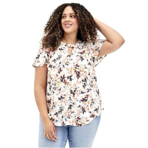 NWT TORRID printed georgette keyhole top size 2X flutter sleeve floral shirt