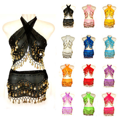 Belly Dance Hip Skirt Scarf Wrap Belt Hipscarf Gold/Silver Coins for KIDs Girls