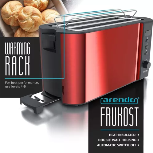 Arendo - Frukost 4 slice long slot toaster - double wall housing – with warming - Picture 2 of 7
