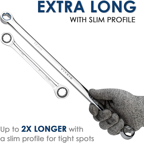 5-Piece Extra Long Box End Wrench Set, Metric 8Mm-19Mm, 6 Point Extended - Picture 5 of 9
