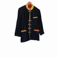 Vintage 80s 90s Bogner Band Black Yellow Red Linen Blazer 38 10 0573