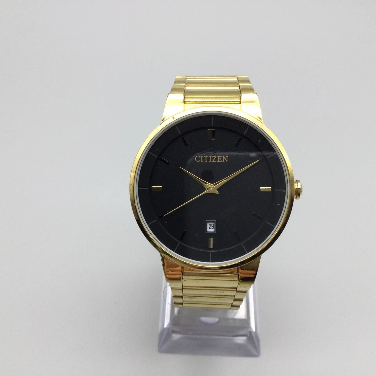 Citizen Watch Men 40mm Gold Tone Black Dial Date G111-S101778 New 