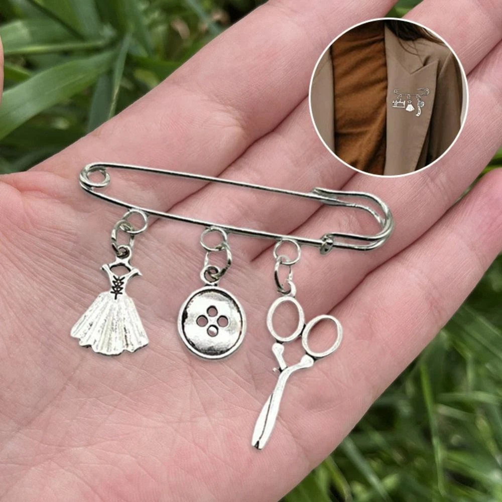 Alloy Knitting Sewing Charm Personality Brooch Gift Handmade Clothing Brooch