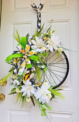 Bumblebee Bicycle Wreath, Bumblebee Door Hanger, Bumblebee Wreaths & Swags, 