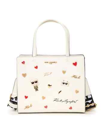 Karl Lagerfeld Paris Maybelle Charm Medium White Satchel Bag Charms NWT