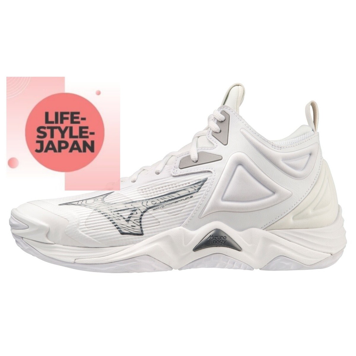 MIZUNO WAVE MOMENTUM 3 MID V1GA2317 51 White/Gray/Silver MIZUNO WAVE MOMENTUM 3 MID V1GA2317 51 White/Gray/Silver