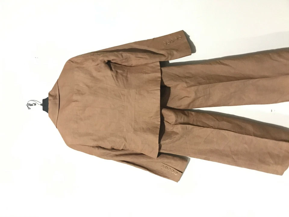 Jaqueta Bandolino tamanho 10 calça 12 linho mistura 2 peças marrom terno feminino formal - Imagem 2 de 4