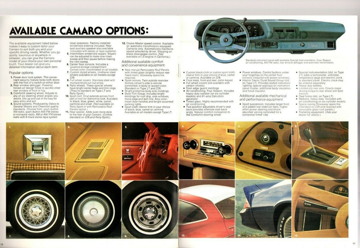 1978 Chevy CAMARO Brochure/Pamphlet/Flyer: Z-28, RALLY SPORT, TYPE