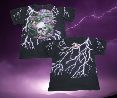 VTG American Thunder Forever Free Snake Skull All Over Shirt Travis Scott XXL - Picture 1 of 14