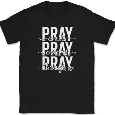 T-shirt Pray On It - Motif Chrétien - 100% Coton - Neuf Avec étiquettes - Fait Main USA