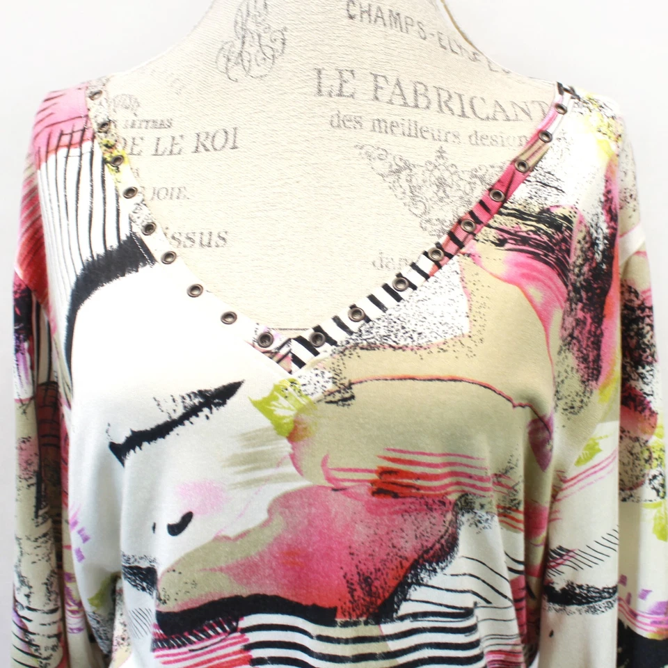 LYNN RITCHIE Plus Silk Blend Colorful Abstract Floral TOP SHIRT BLOUSE 3X — 第 3/4 张图片
