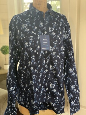 Primary Blues  Aster  Men s Long Sleeve Collard Button Up Shirt SLIM FIT  SM NWT