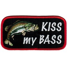 KISS MY BASS PATCH embroidered iron-on FISHIN...