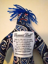 Dammit Doll Plush Stress Relief Doll Pink White Blue Black Floral Body 