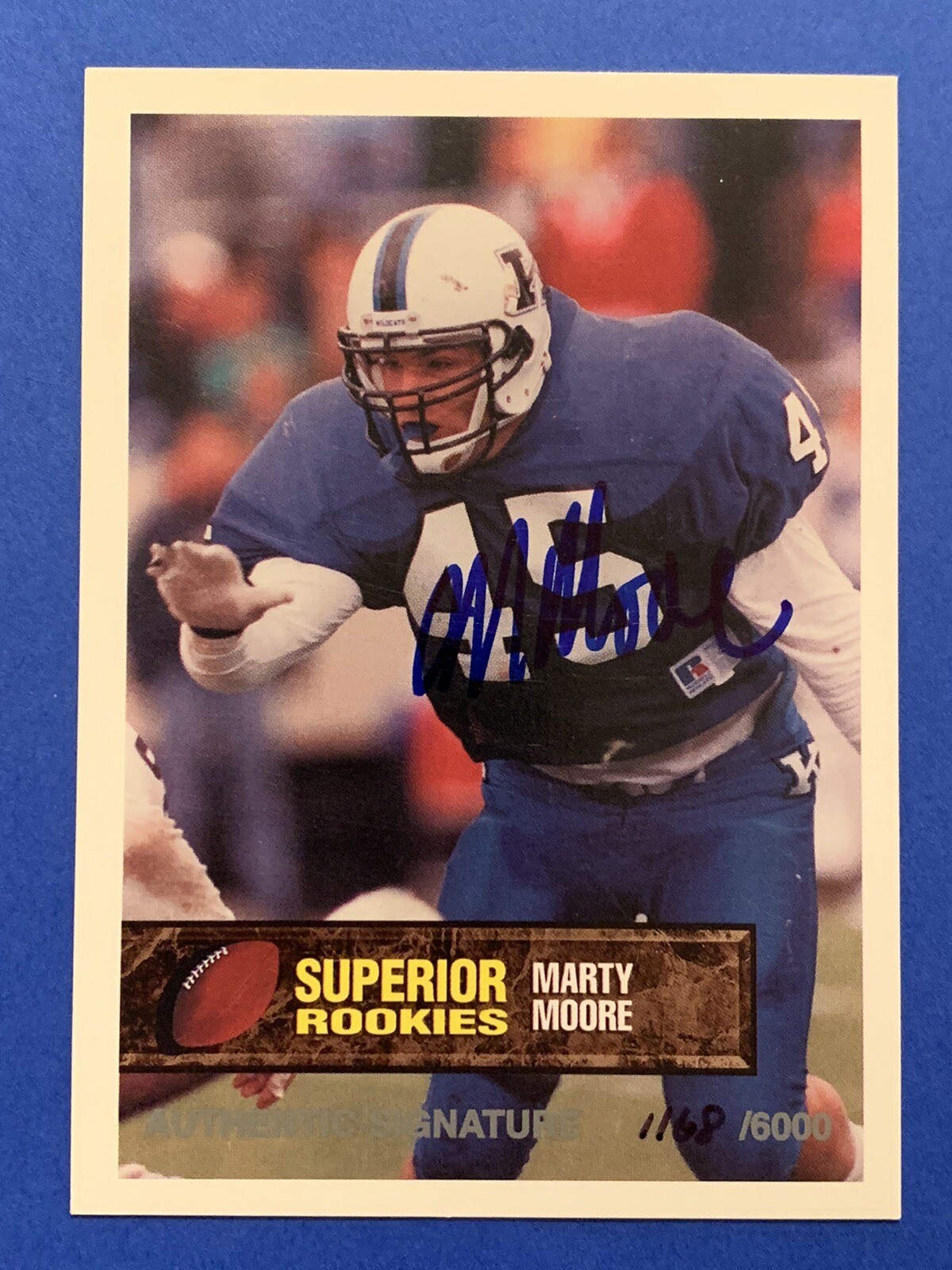 MARTY MOORE “Mr Irrelevant” KY HOF Signed Superior Rookie Patriot ...