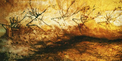 Cave Art  ''Swimming Reindeer'' - Neolithic Art Canvas - 12x24 Stretched & Mounted