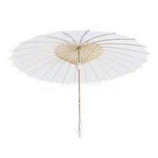 32" Inch Dia White Wood Bamboo Paper Parasol Backyard Umbrella Decoration Gift
