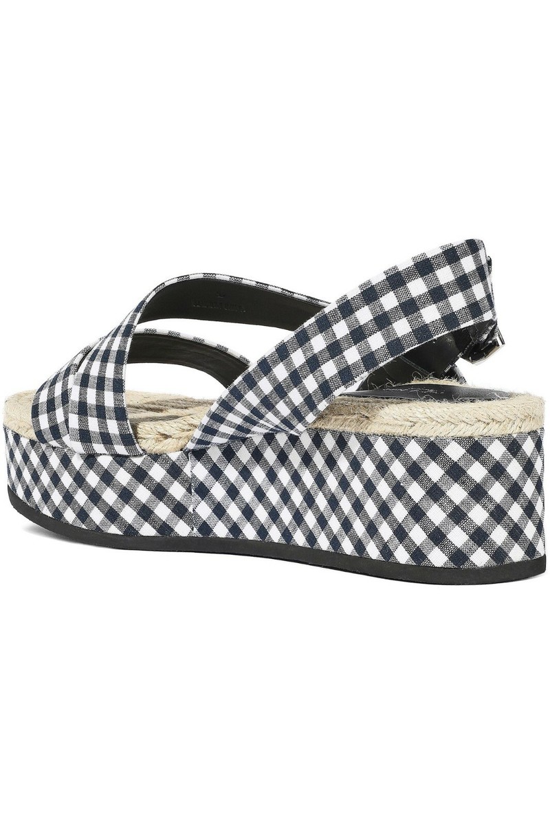 rag&bone ネイビーチェック サンダル NIB $375 Rag & Bone Megan Navy Gingham Platform Sandal Size