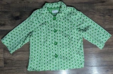 Victor Costa Occasion Fully Lined Green & White Circles Blazer Jacket - Large