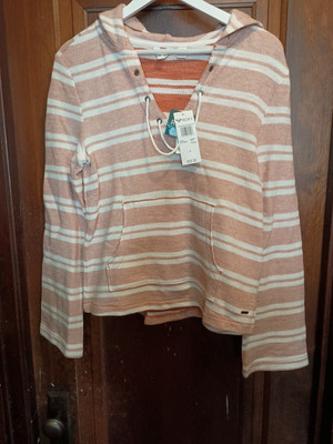 Roxy Striped Pullover Pearling Hoodie Size S *NWT*