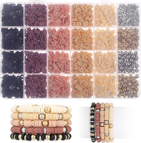 3200 Pcs Clay Beads Bracelet Making Kit with Gold Sliver Beads, Friendship Brace